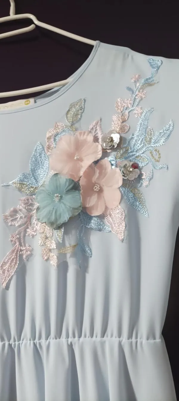 Rochie de ocazie Starshiners EU 44 | Bleu, Maxi, Mânecă scurtă, Broderie, Poliester - Image 3
