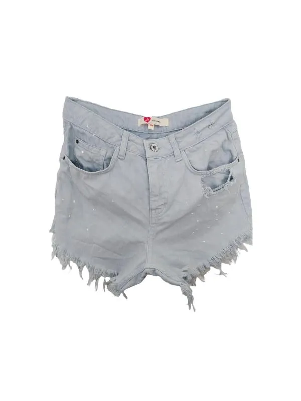 Blugi Koton EU 38 | Bleu, Scurți, Talie înaltă, Buline & Imprimeuri mici, Cu decupaje
