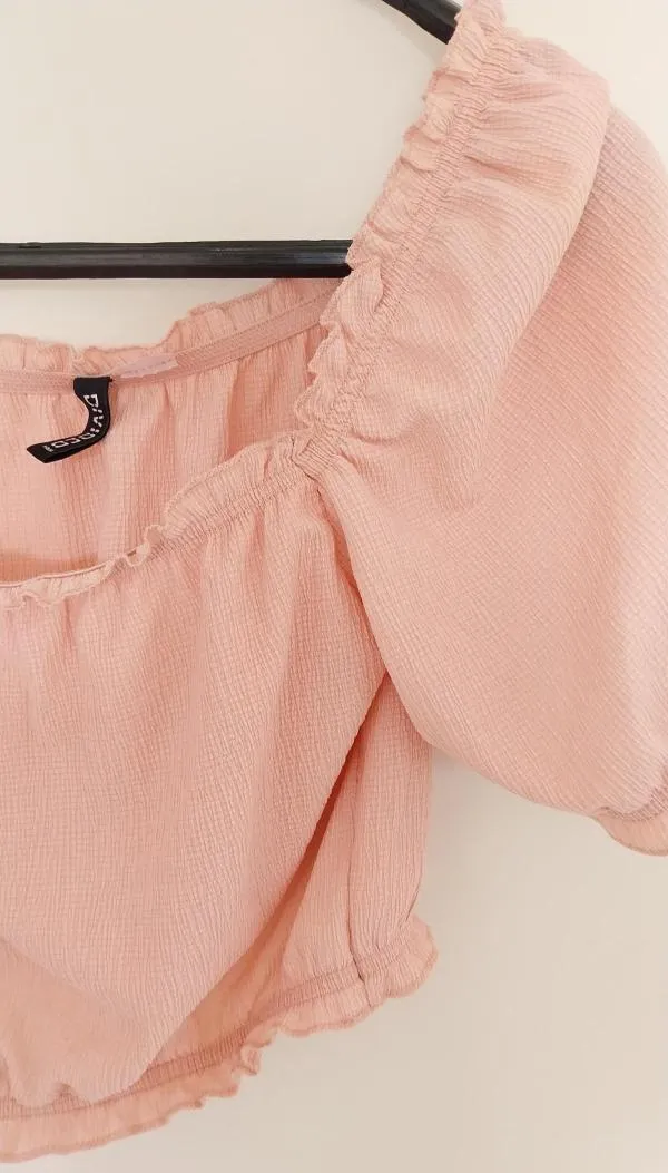 Top cropped H&M S | Roz, Cropped (Scurt), Mânecă scurtă - Image 5