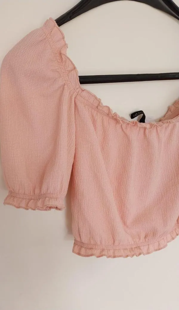 Top cropped H&M S | Roz, Cropped (Scurt), Mânecă scurtă - Image 7