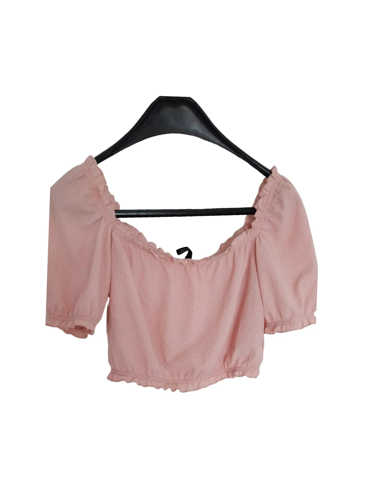 Top cropped H&M S | Roz, Cropped (Scurt), Mânecă scurtă