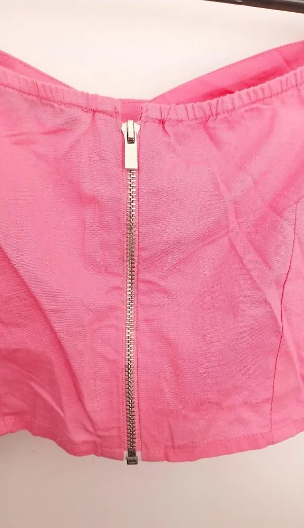 Top cropped Sinsay XXS | Fuchsia, Cropped (Scurt), Mânecă scurtă - Image 7