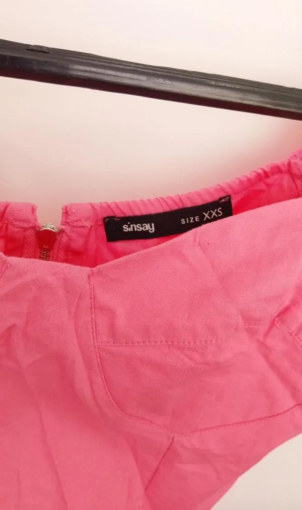 Top cropped Sinsay XXS | Fuchsia, Cropped (Scurt), Mânecă scurtă - Image 4