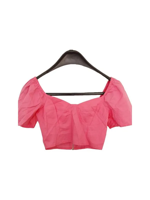 Top cropped Sinsay XXS | Fuchsia, Cropped (Scurt), Mânecă scurtă