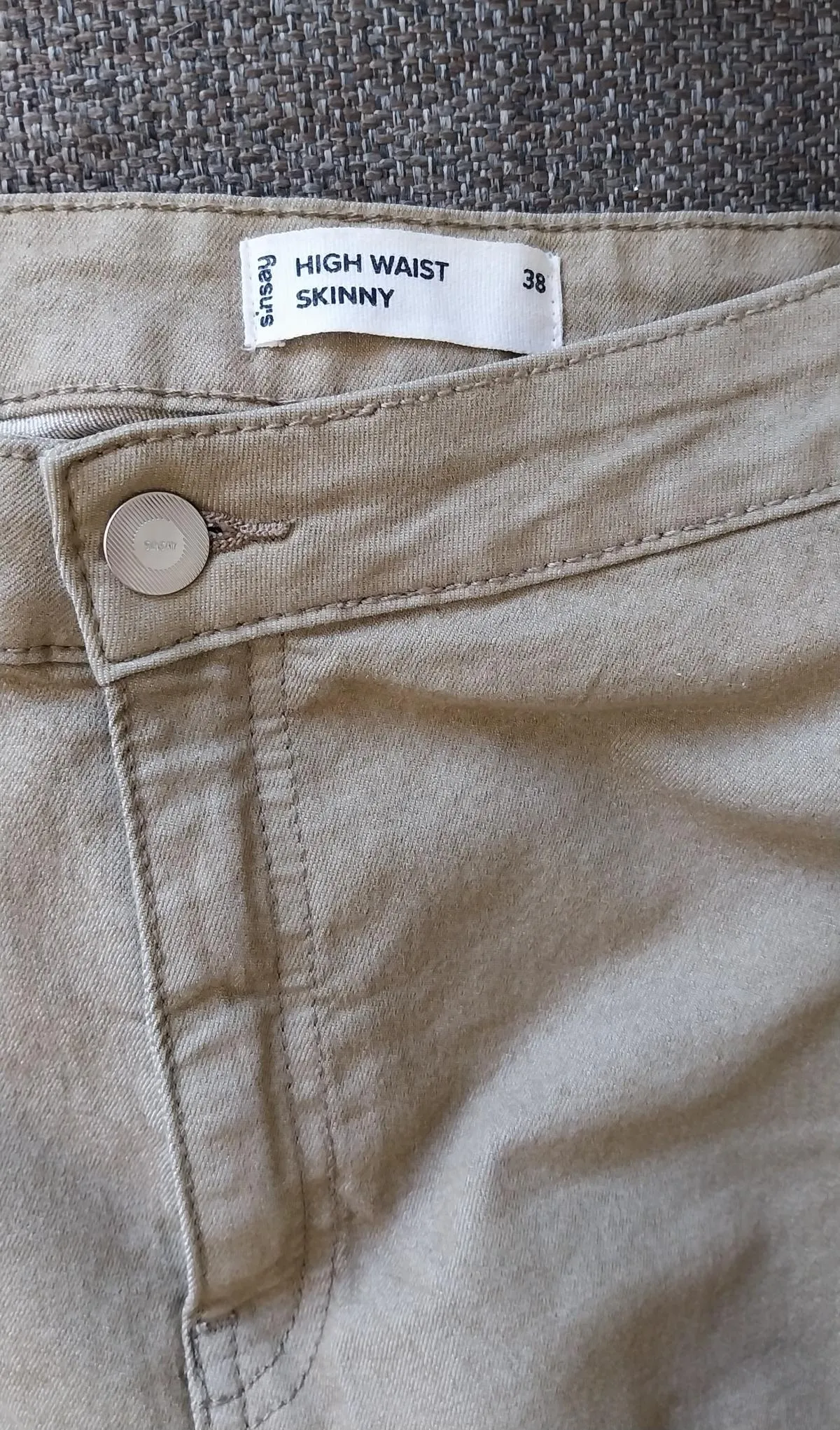 Pantaloni Sinsay EU 38 | Khaki, Lungi, Talie înaltă, Skinny fit - Image 5