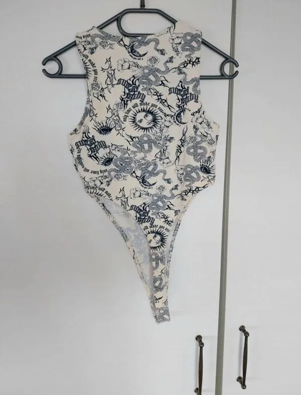 Body Bershka S | Bej, Normal, Fără mâneci, Floral & Tropical - Image 3