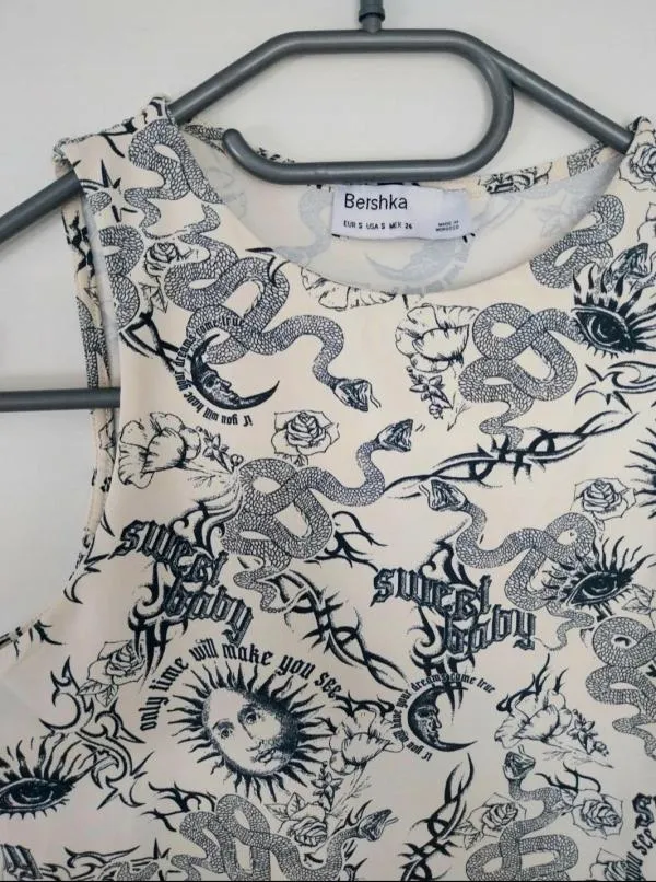 Body Bershka S | Bej, Normal, Fără mâneci, Floral & Tropical - Image 5