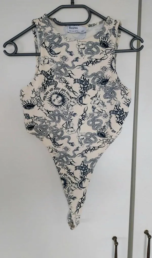 Body Bershka S | Bej, Normal, Fără mâneci, Floral & Tropical