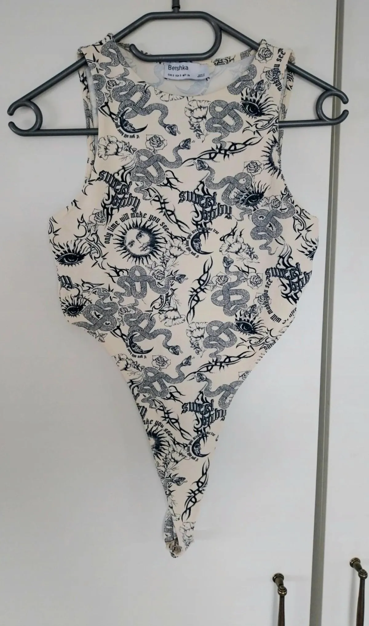 Body Bershka S | Bej, Normal, Fără mâneci, Floral & Tropical