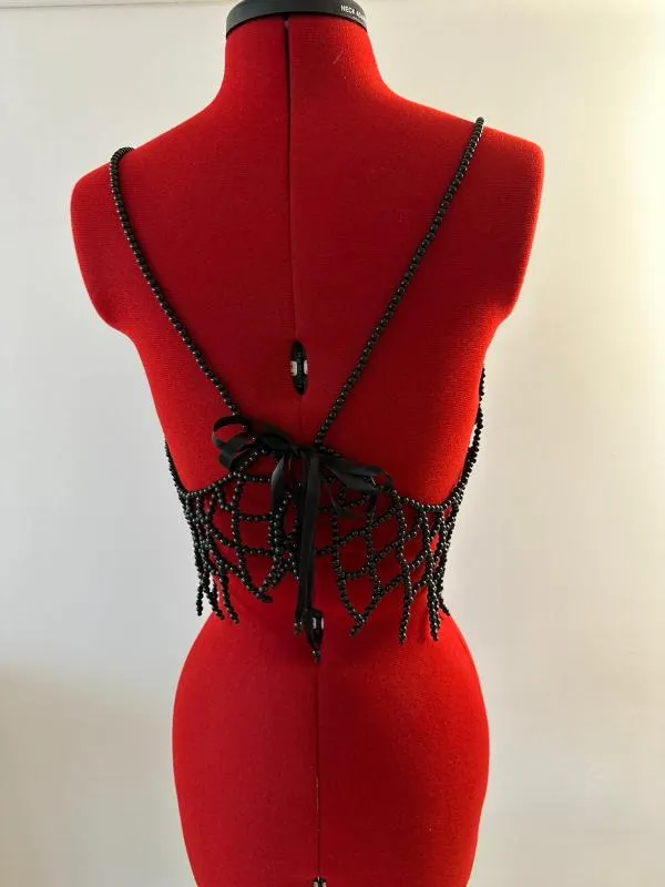 Top din mărgele Marebe S-M | Negru, Normal, Bretele subțiri - Image 11