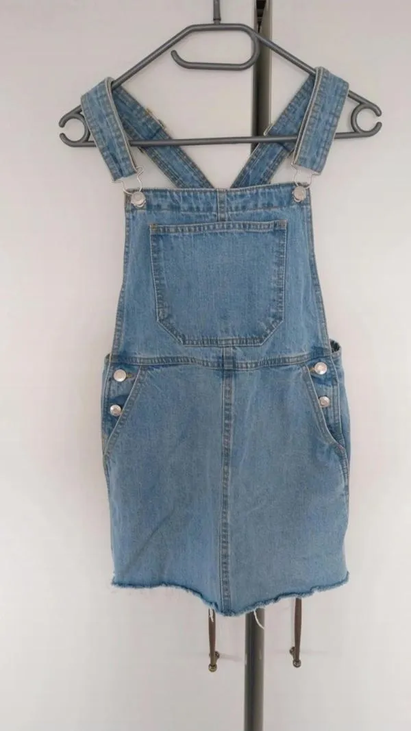 Salopetă Bershka XXS | Bleu, Bretele subțiri, Denim - Image 2