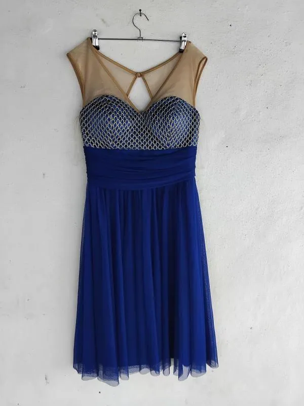 Rochie de ocazie Shein EU 38 | Albastru, Midi, Pe un umăr - Image 2