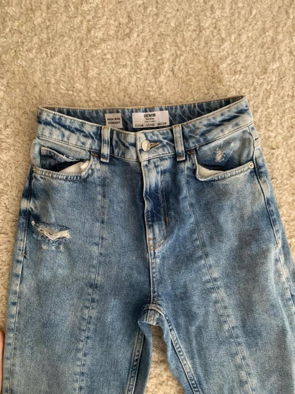 Blugi Bershka EU 34 | Albastru, Lungi, Talie înaltă, Regular (Standard) fit, Denim - Image 4