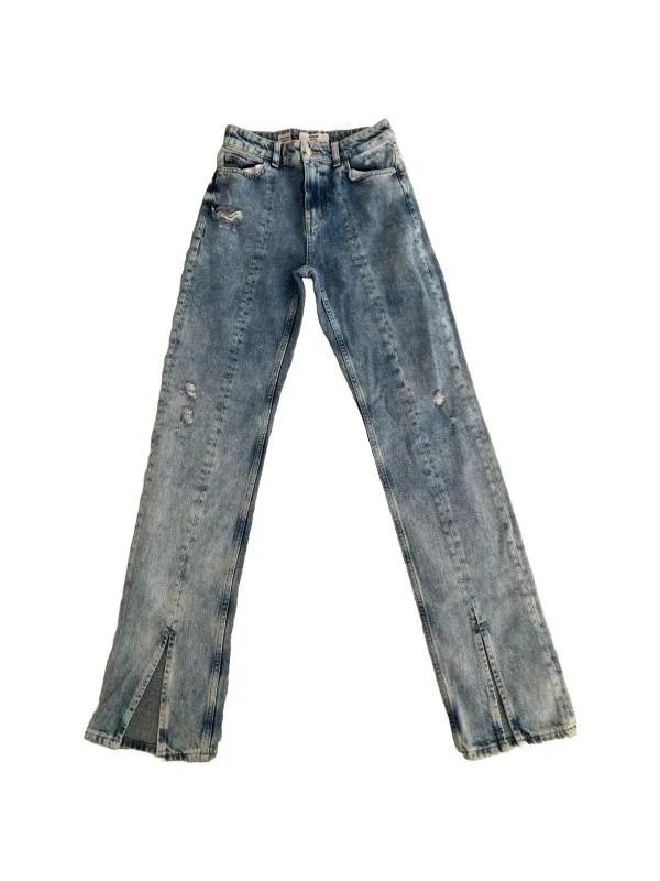 Blugi Bershka EU 34 | Albastru, Lungi, Talie înaltă, Regular (Standard) fit, Denim
