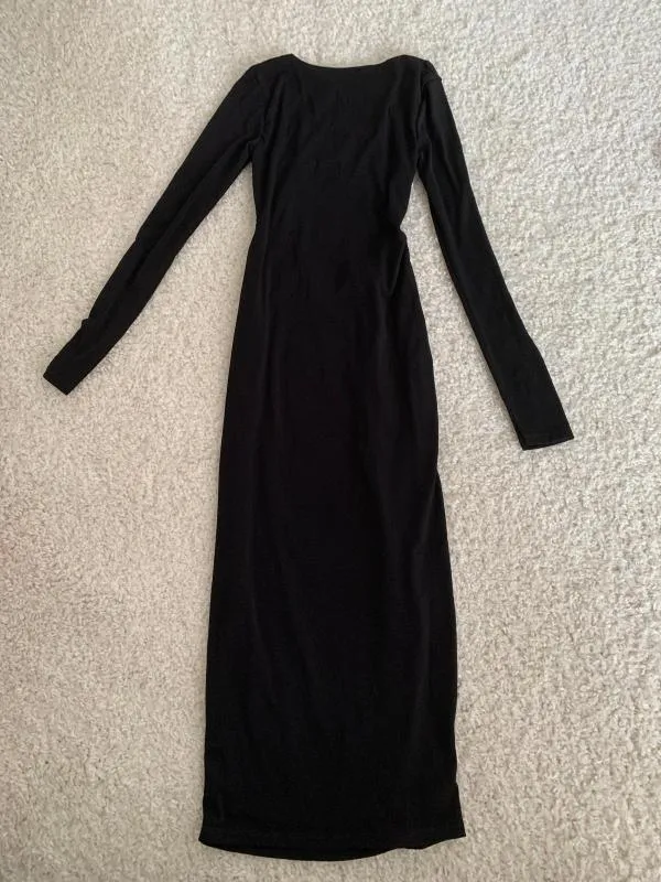 Rochie de seară ASOS S | Negru, Maxi, Mânecă lungă, Cu decupaje - Image 3