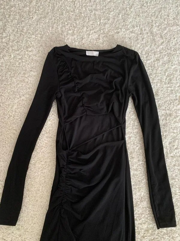 Rochie de seară ASOS S | Negru, Maxi, Mânecă lungă, Cu decupaje - Image 4