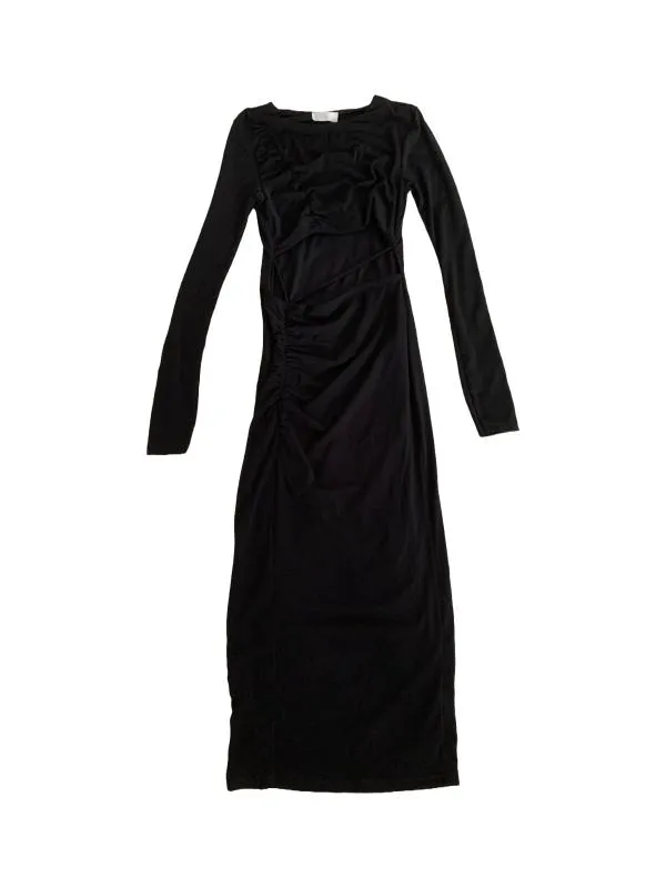 Rochie de seară ASOS S | Negru, Maxi, Mânecă lungă, Cu decupaje