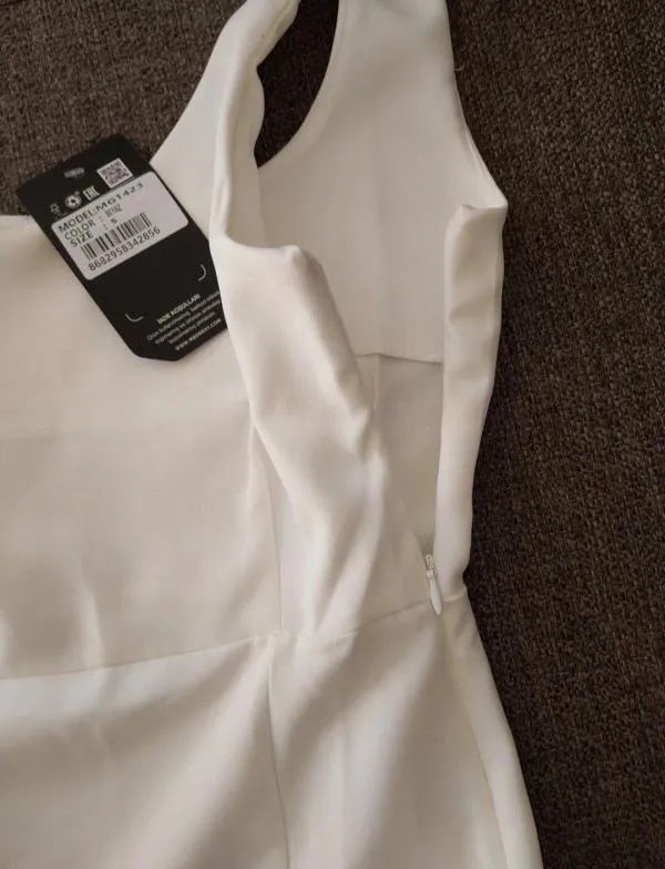 Rochie casual Madmext S | Alb, Midi - Image 3