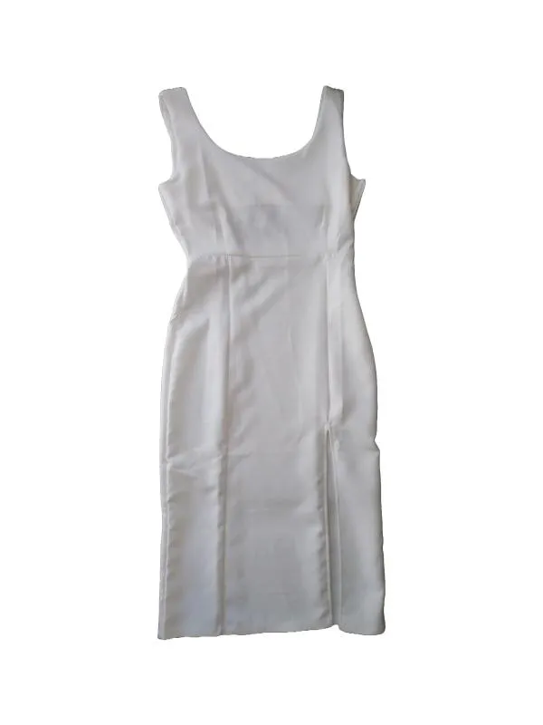 Rochie casual Madmext S | Alb, Midi