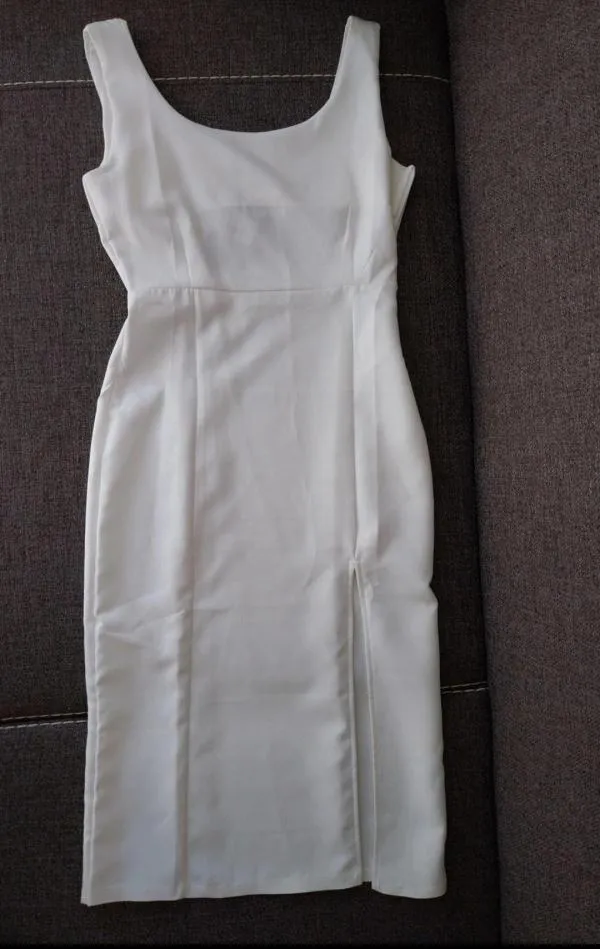 Rochie casual Madmext S | Alb, Midi - Image 8