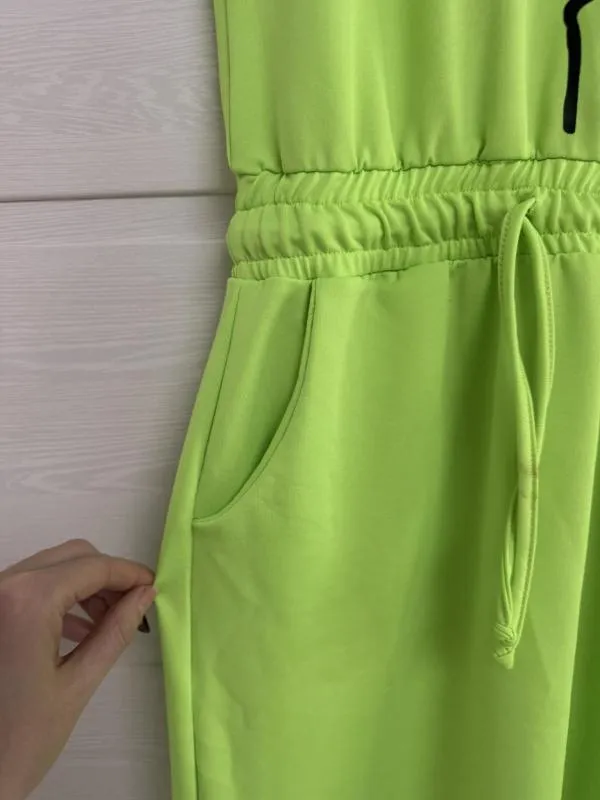 Rochie mulată NO BRAND EU 36 | Verde lime, Midi, Fără mâneci, Logo, Cu decupaje, Poliester - Image 4