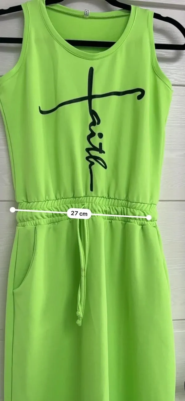 Rochie mulată NO BRAND EU 36 | Verde lime, Midi, Fără mâneci, Logo, Cu decupaje, Poliester - Image 7