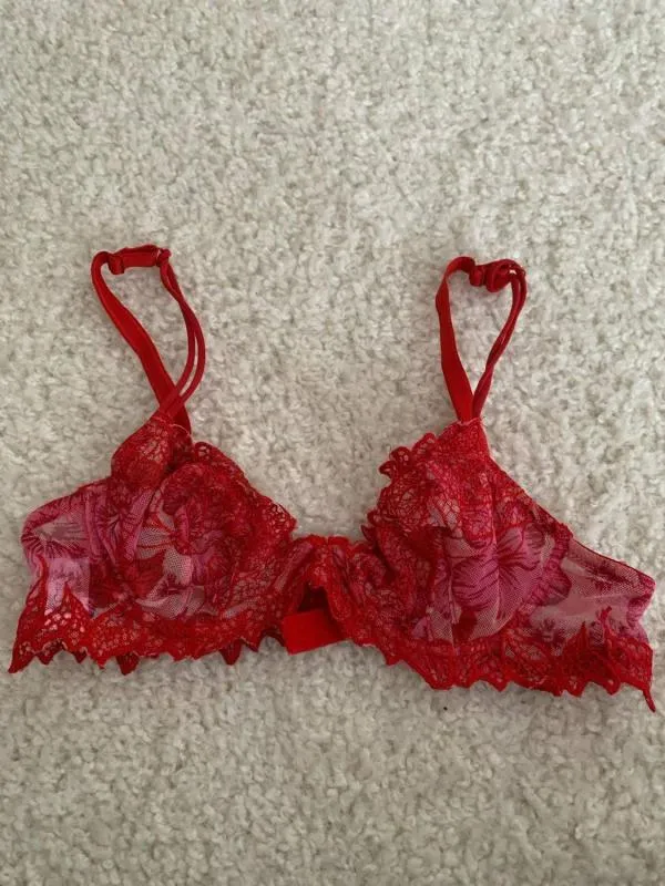 Sutien Les Dessous D'Eve | Roșu, Floral & Tropical, Broderie - Image 2