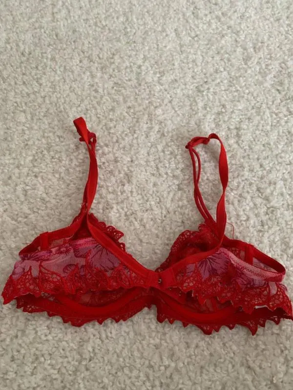 Sutien Les Dessous D'Eve | Roșu, Floral & Tropical, Broderie - Image 3