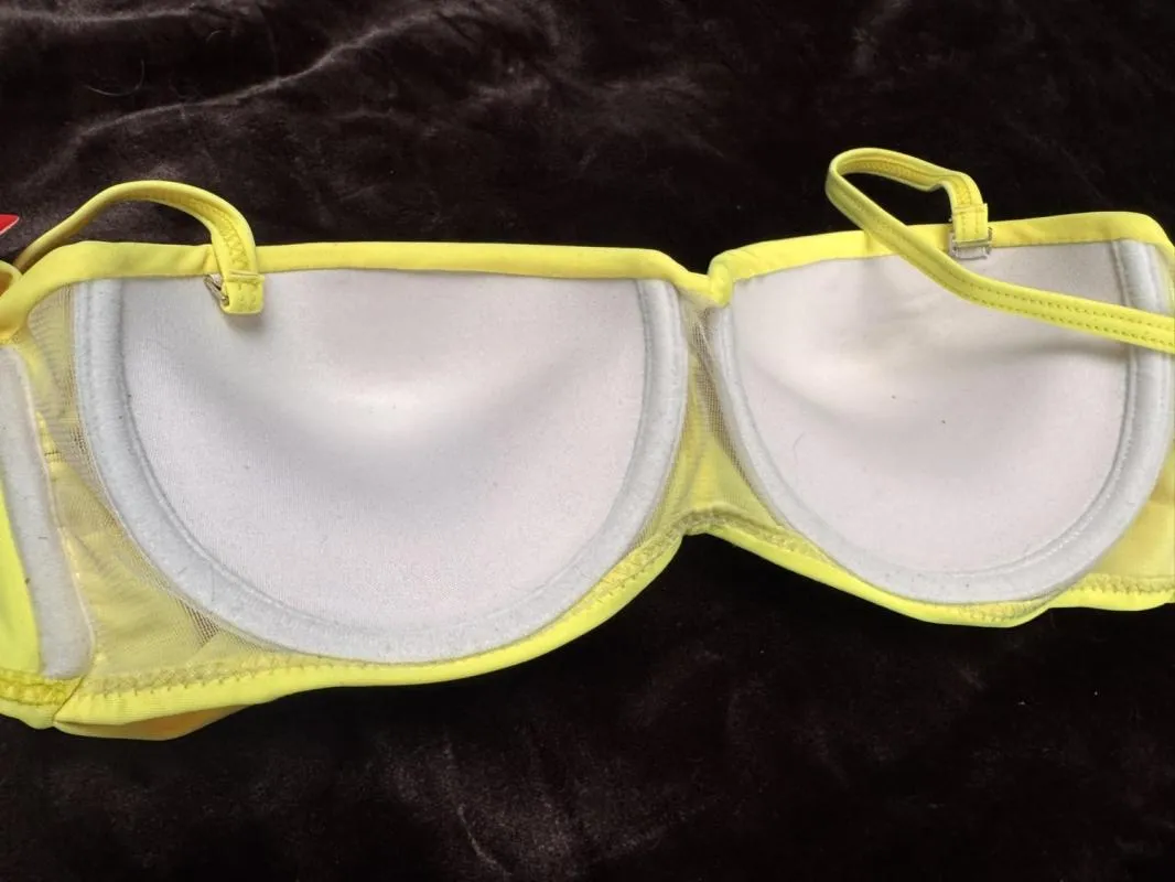 Sutien bikini MEINA EU 36 | Galben, Design petrecut, Poliamidă - Image 6