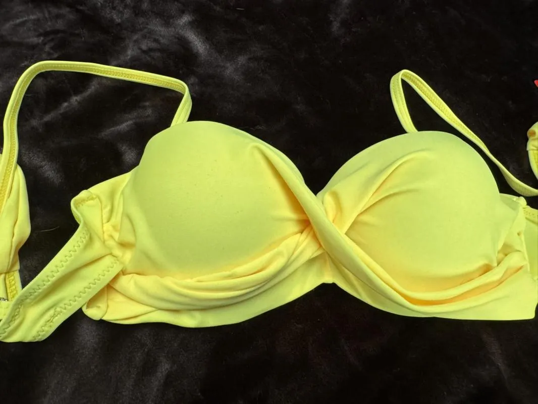 Sutien bikini MEINA EU 36 | Galben, Design petrecut, Poliamidă - Image 7