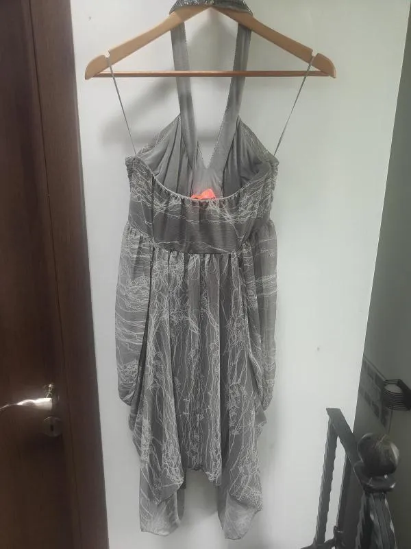 Rochie de seară Bsb Collection EU 40 | Gri, Mini, Bretele după gât - Image 4