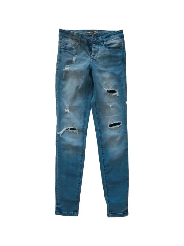 Blugi FB Sister EU 36 | Albastru, Lungi, Talie medie, Skinny fit, Cu decupaje