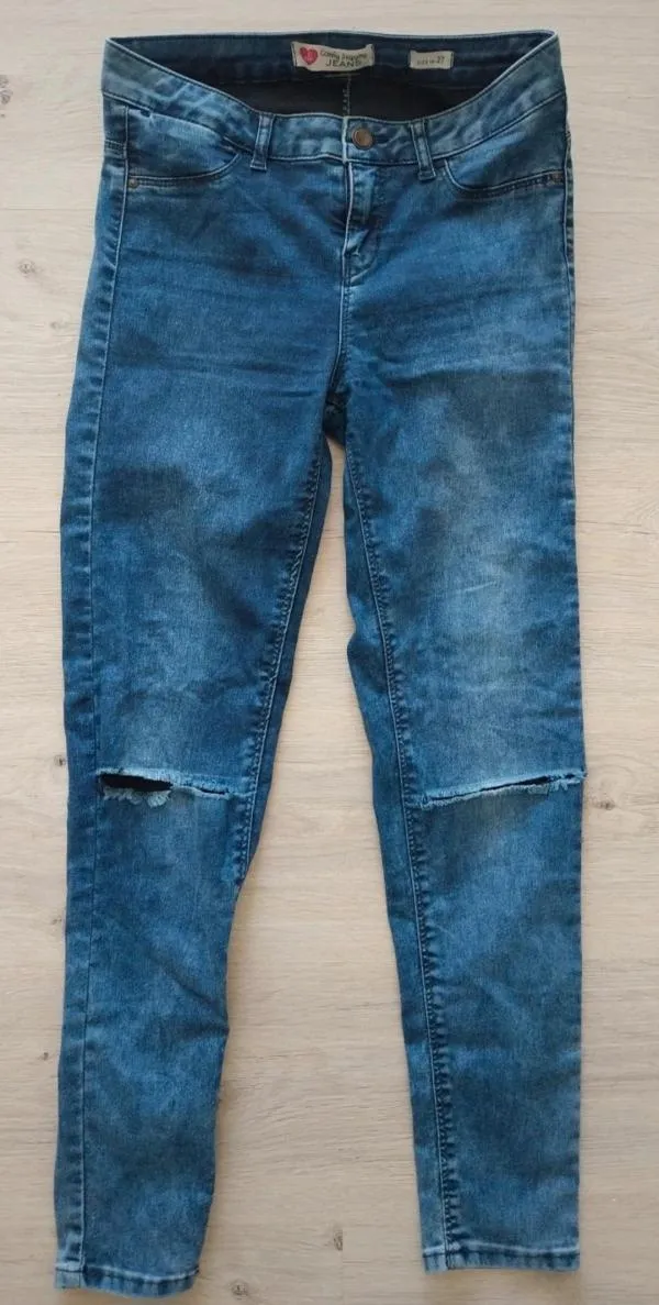 Blugi Koton S-M | Albastru, Lungi, Talie medie, Skinny fit, Cu decupaje - Image 2