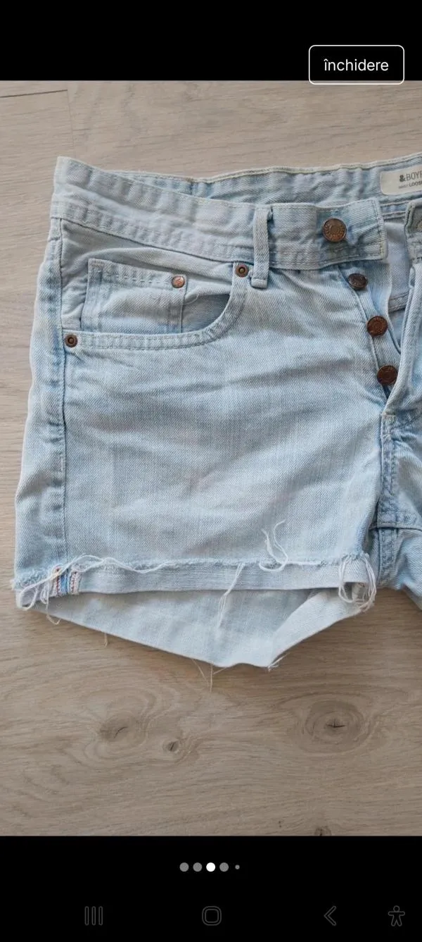 Blugi H&M EU 34 | Bleu, Scurți, Talie medie - Image 4