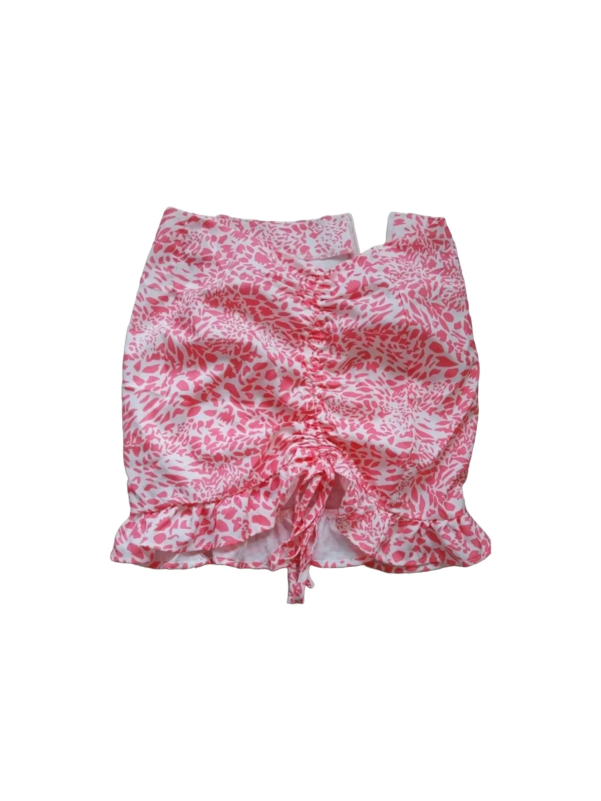 Fustă cu volane Shein XS | Fuchsia, Mini, Cu fit, decupaje