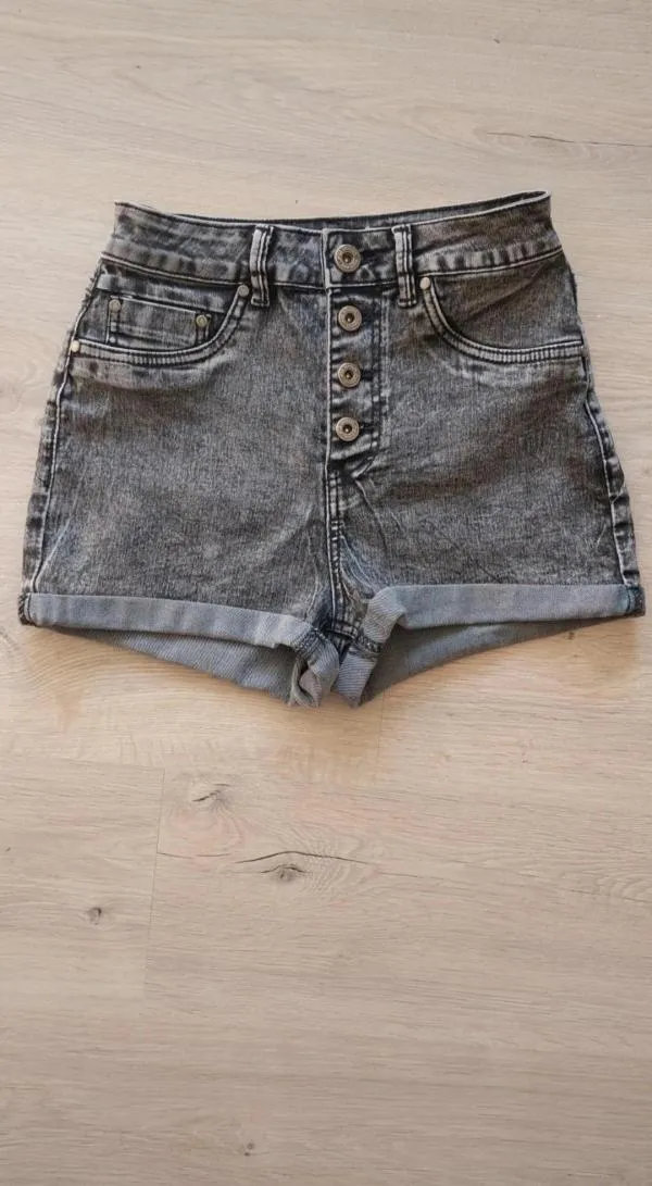 Blugi FB Sister XS | Gri, Scurți, Talie înaltă - Image 2