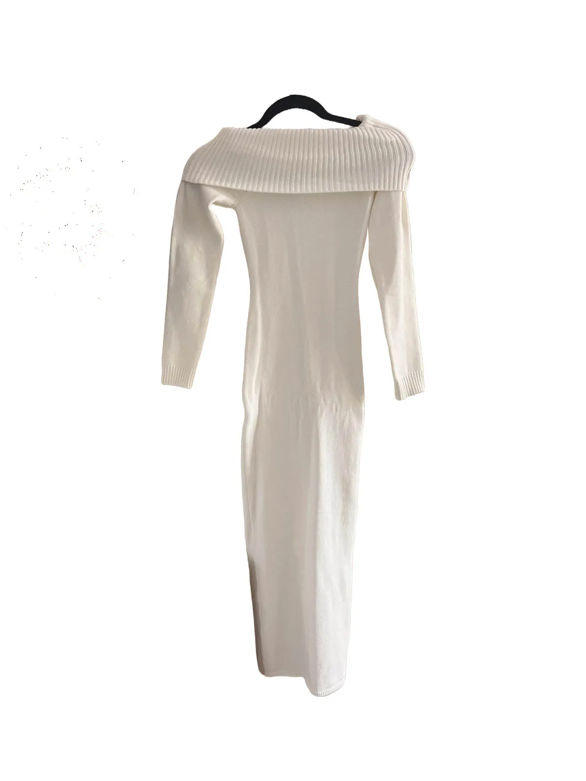 Rochie dreaptă Bershka EU 34 | Alb, Midi, Cu umerii goi