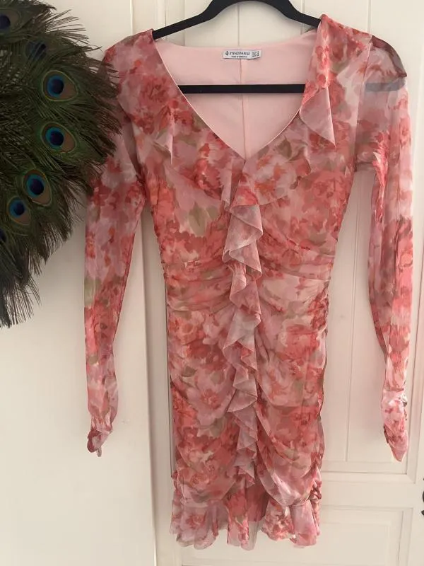 Rochie casual Stradivarius EU 34 | Roz, Mini, Floral & Tropical - Image 2