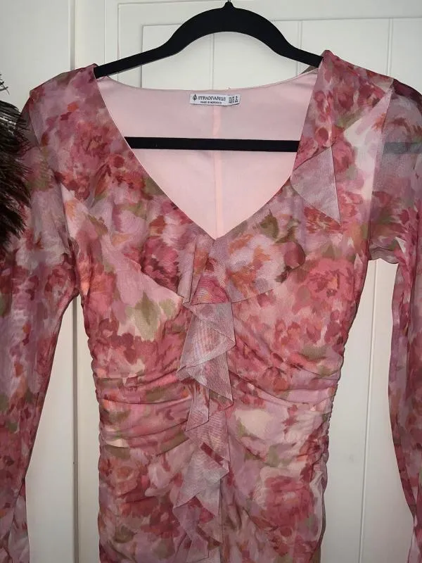 Rochie casual Stradivarius EU 34 | Roz, Mini, Floral & Tropical - Image 3