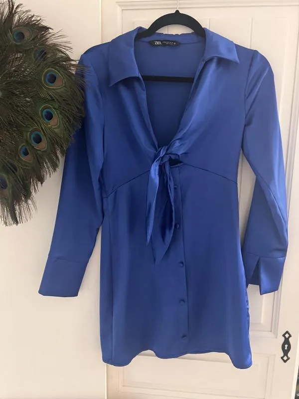 Rochie de seară Zara EU 34 | Albastru, Mini, Mânecă lungă