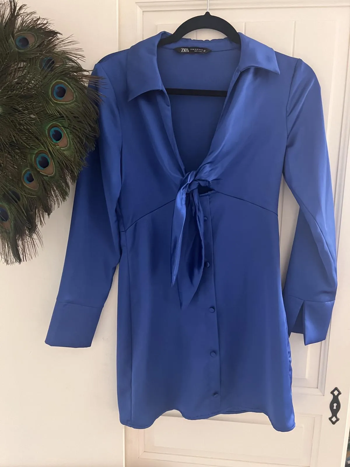 Rochie de seară Zara EU 34 | Albastru, Mini, Mânecă lungă