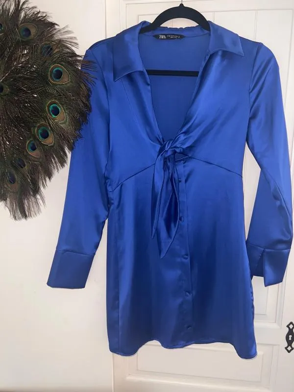 Rochie de seară Zara EU 34 | Albastru, Mini, Mânecă lungă - Image 2