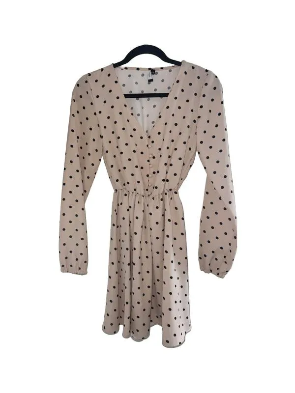 Rochie casual Reserved EU 34 | Ivoire, Mini, Mânecă lungă, Buline & Imprimeuri mici, Poliester