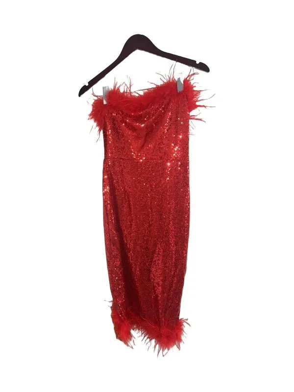 Rochie de seară Shine EU 34 | Roșu, Midi, Fără mâneci, Paiete
