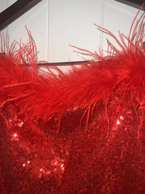 Rochie de seară Shine EU 34 | Roșu, Midi, Fără mâneci, Paiete - Image 3