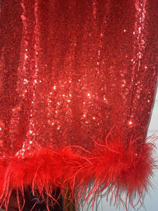 Rochie de seară Shine EU 34 | Roșu, Midi, Fără mâneci, Paiete - Image 4