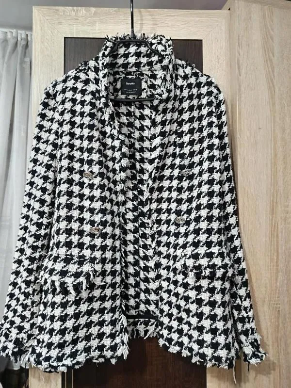 Blazer Bershka M | Negru, Fără glugă, Carouri - Image 2