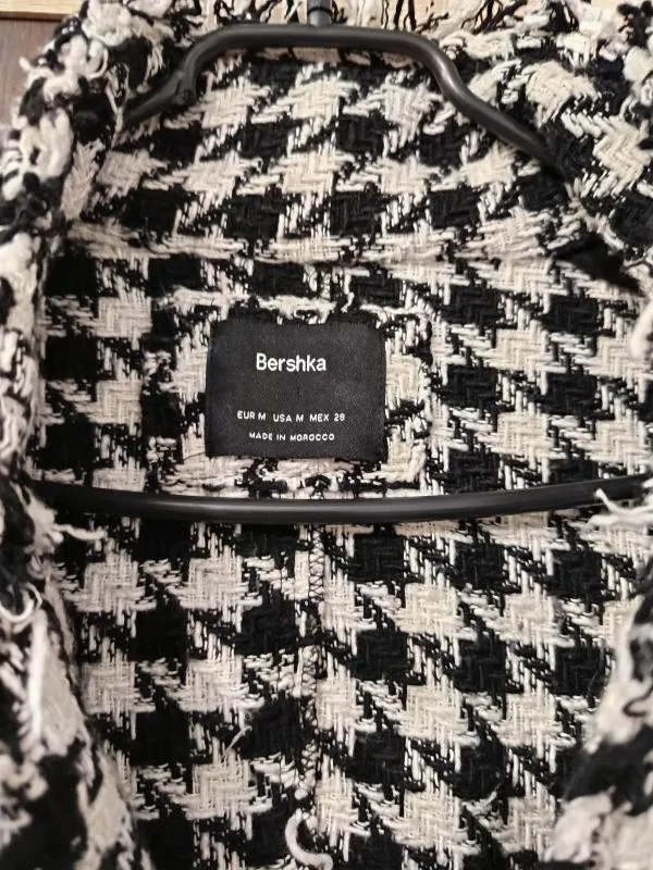 Blazer Bershka M | Negru, Fără glugă, Carouri - Image 5