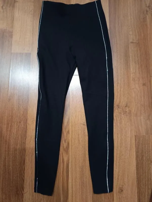 Colanți Zara XS | Negru, Lungi, Talie înaltă, Pietre decorative - Image 2