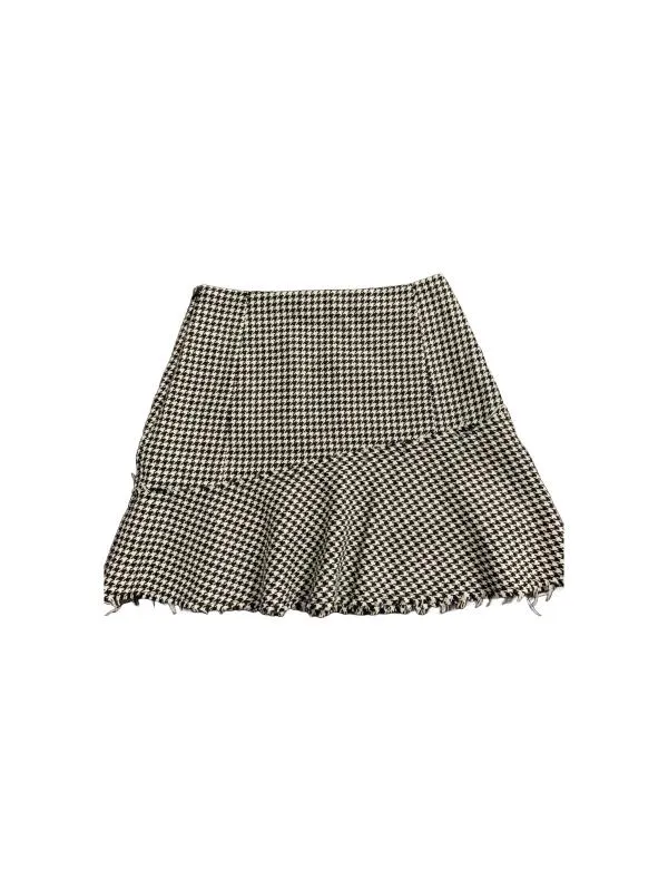 Fustă cu volane Zara XS | Negru, Mini, Cu fit, Abstract & Color Block, Volane